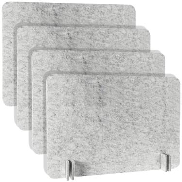 Imagem de Painel de privacidade de mesa, 4 peças divisórias de feltro para escritório ou sala de aula, textura de pedra cinza, redução de ruído, montagem fácil, ideal para estudantes e profissionais
