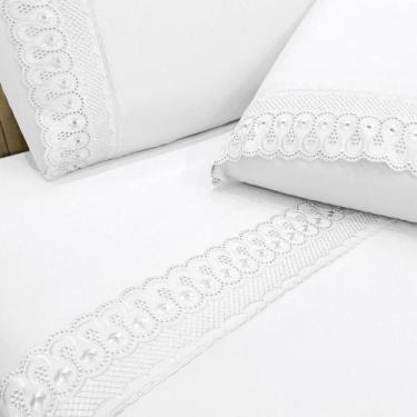 Imagem de Jogo De Cama Lençol Queen D Mais 4 Peças - Branco - Casa Show Enxovais