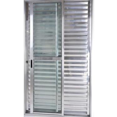 Imagem de Porta balcão 3 folhas 2,10x1,20 LINHA 20 COM TRINCO no alumínio brilhante