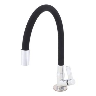 Imagem de Torneira Cozinha Bica Alta Flex Cromada/preta Delinia