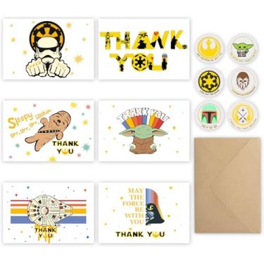 Imagem de Tbwoet Cartões de agradecimento com envelopes Kraft e adesivos combinando, 10 x 15 cm, perfeitos para negócios, casamentos, chás de panela, graduações design minimalista (SW)