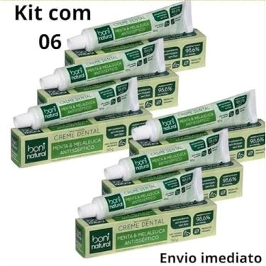 Imagem de Boni Natural Creme Dental Menta e Melaleuca, Sem Flúor, Kit 6 Unidades, 90g Cada