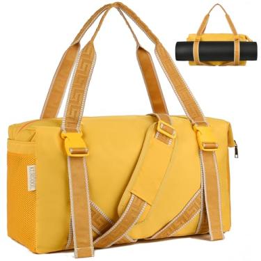 Imagem de Bolsa feminina de ioga para academia, bolsa esportiva com bolso úmido, bolsa de viagem com vários bolsos, bolsa dobrável de fim de semana, resistente à água, bolsa de fim de semana para mulheres e
