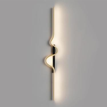 Imagem de Arandela De Parede Linear Regulável Led Luz De Parede Preta Lâmpada De Parede Moderna Com Controle Remoto, Arandelas Com Fio Luminária De Parede Para Sala De Estar Quarto, Black, 120cm