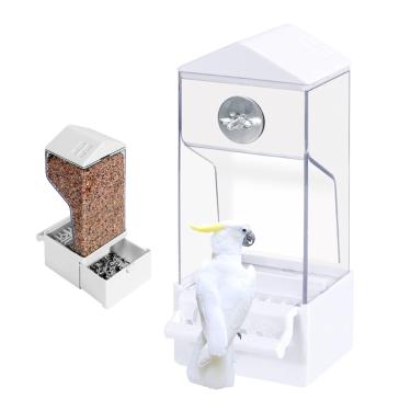 Imagem de Rrlihjgu Alimentador Para Papagaios De Gaiola | Comedouro Automático Para Exterior de Gaiola - Recipiente Transparente para Aves e Animais para Canário Calopsita Tordo | Varanda Terraço Pátio Cerca de