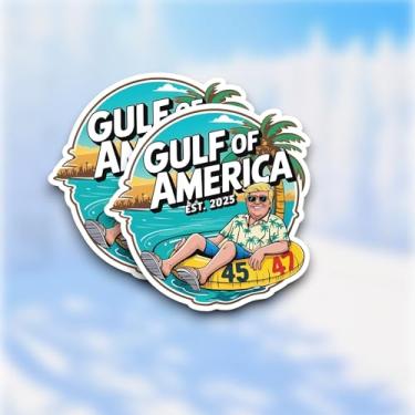 Imagem de Pacote de adesivos do Golfo da América (2 peças - 7,6 cm) - Design de meme flutuante, adesivo engraçado, Let's Go Brandon, decalques para capacete de motocicleta, decalque Justiceiro, refrigerador.