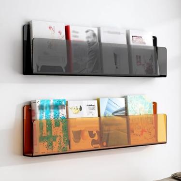 Imagem de Porta-revistas 2 Prateleiras Para Revistas, Suporte De Brochuras De Acrílico Transparente Estante Pendurada, Armazenamento De Documentos De Montagem Na Parede Pa, Portfolio 3, L - 40cm/15.7in