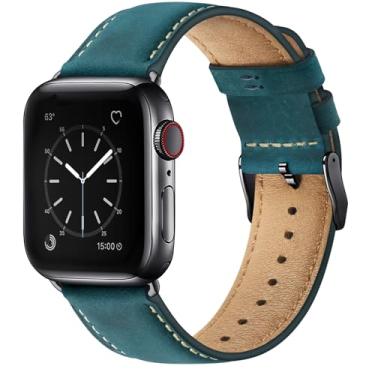 Imagem de SUNFWR Pulseiras de couro compatíveis com Apple Watch Ultra 3 2 1, SE3 2 1, séries 11 10, 9, 8, 7, 6, 5, 4, 3, 2 e 1 de 42 mm (séries 3 2 1) de 44 mm, 45 mm, 46 mm, 49 mm, 42 mm, 49 mm, SE3 2 e 1