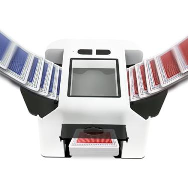 Imagem de KTZCTPCA Baralhador de cartas automático recarregável, máquina de embaralhar cartas elétrica, embaralhador de cartas de baixo ruído, embaralhador de cartas de mistura elétrica para pôquer (branco)