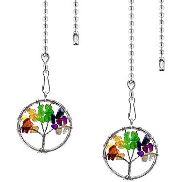 Imagem de Hyamass 2 peças, pingente colorido de árvore da vida de 30,48 cm ventilador de teto pingente pingente pingente de corrente de puxar ventilador extensor com conector de corrente de bola