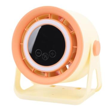 Imagem de RiToEasysports Fã de Mesa Fã USB Recarregável Operação Ultra-Quieta 3 Configurações de Velocidade, Luz LED, Carregamento do Tipo C Portátil, Bateria de 1800mAh para Acampamento de Quarto de (Cáqui)