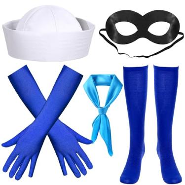 Imagem de Parma77 5 PCS Adult Halloween Costume Set with Accessories, Tights, Gloves, Sailor Hat, face shield, Socks, Complete Dress Up Kit
