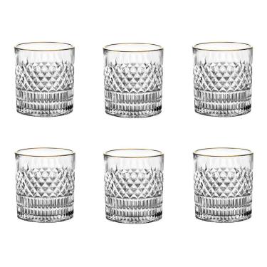 Imagem de Jogo de 6 Copos em Cristal com Borda Dourada 310ml