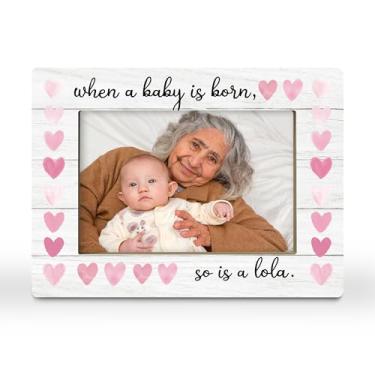 Imagem de CGBHW Porta-retrato Lola Gifts, presente de avó pela primeira vez, presente de anúncio de bebê para nova avó, netos recém-nascidos, netos, porta-fotos, 10 x 15 cm, horizontal para exibição de mesa