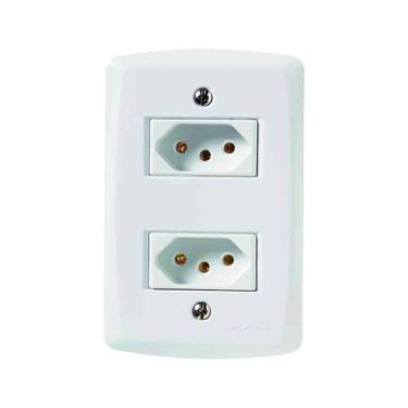 Imagem de Conjunto 2 Tomadas 3p 20a Tramontina Lux2 - Branco - Sistema Modular