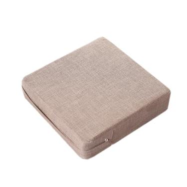 Imagem de pufe Almofada de linho quadrado futon piso tatami almofada removível meditação travesseiro ioga(Gray,50cm)