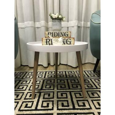 Imagem de Mesa Lateral Redonda Eames Wood 50 Cm Branco - BELI HOUSE