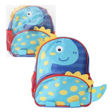 Imagem de Mochila Escolar Infantil Dinossauro Azul 3D Escola Passeio - Clio Pets