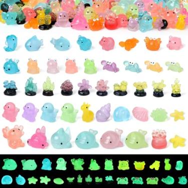 Imagem de 180 peças luminosas mini animais de resina estatuetas de animais em miniatura 45 estilos que brilham no escuro figuras de animais minúsculos a granel para esconder mini estatuetas, decoração de casa