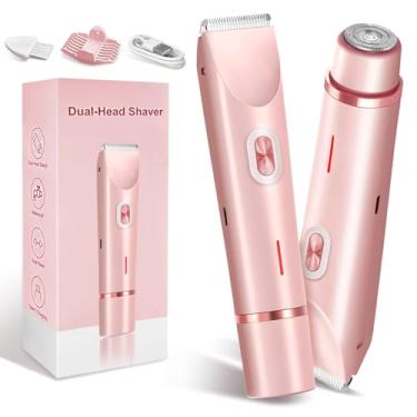 Imagem de Yincook Barbeador feminino, barbeador de cabeça dupla, barbeador elétrico 2 em 1 à prova d'água molhado e seco para mulheres
