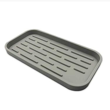 Imagem de ProTensils Organizador de pia de cozinha de silicone para suporte de esponja, dispensador de sabão - Organizador de banheiro 25,4 x 13,5 x 1,7 cm (cinza)