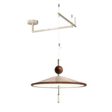 Imagem de Luminária pendente LED ajustável com braço oscilante, lustre nórdico, luminária de teto, 40 W, luzes pendentes para sala de jantar, cozinha, ilha, quarto, café, bar, 3 modos de cores