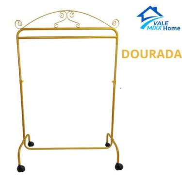 Imagem de Arara Desfile Vintage Com Rodinhas 1,00m Para equipar sua loja ou seu 