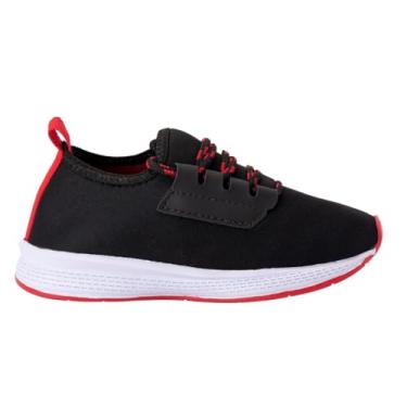 Imagem de Tênis Infantil Masculino Feminino Leve Calce Fácil com Cadarço Slip On Confortável Flexível Ideal para Escola Lazer e Passeio Menino e Menina AS378 (Preto/Vermelho, BR, Criança de 9 a 12 anos, Numérico, 35)