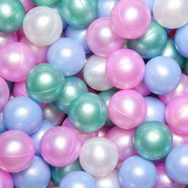 Imagem de GOGOSO Bolas de plástico para crianças, bolas de plástico para piscina, pastel, sem BPA, pastel, à prova de esmagamento, pastel, não tóxico, à prova de esmagamento, pérola, rosa, verde, azul, branco