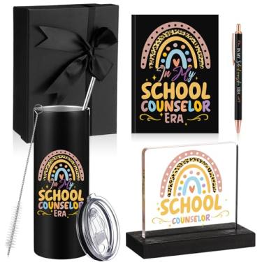 Imagem de Patelai 5 peças de presentes de agradecimento ao conselheiro escolar incluem copo de aço inoxidável de 473 ml, caneta esferográfica, decoração de mesa, caixa de presente para conselheiro escolar