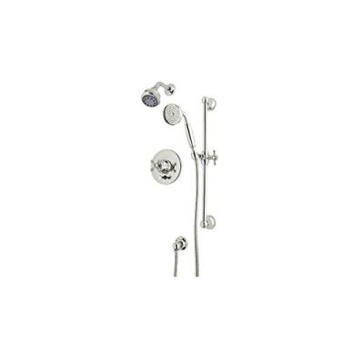 Imagem de Rohl Kit ACKIT18EOP-PN Pacote de chuveiro arcana com maçaneta de porcelana branca ornamentada inclui AC200OP B240NSH 1440/6 e 1300E, níquel polido