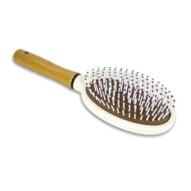 Imagem de Escova De Cabelos Profissional Oval Almofadada Cabo Madeira - Arte Sed