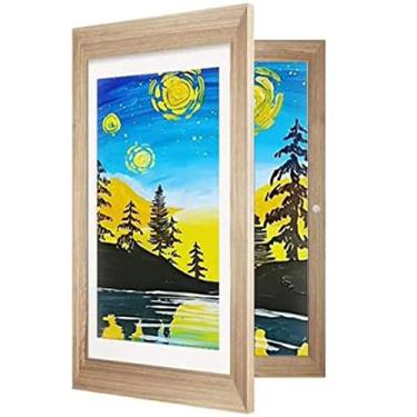 Imagem de Moldura de arte infantil A4, moldura de abertura frontal, moldura de arte infantil com alça fixa e mutável, moldura para armazenamento de fotos, comporta até 100 obras de arte para desenho de