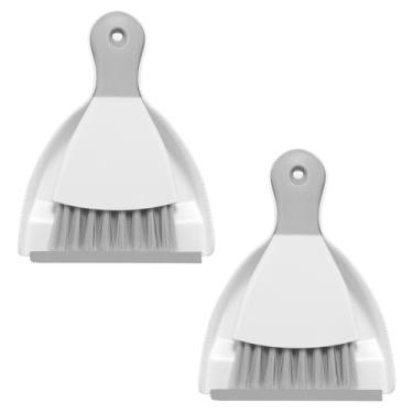 Imagem de NACENA Conjunto de 2 mini pá de lixo e escova, conjunto de vassoura e pá de poeira pequena, frigideira e mini vassoura de mão, conjunto compacto para mesa doméstica, teclados sofá, cozinha, animais de