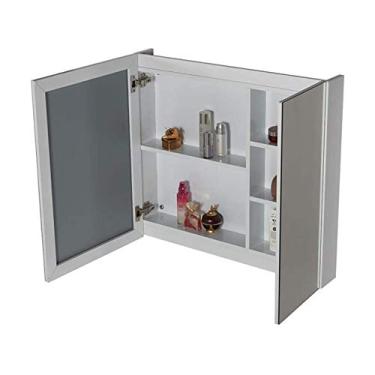 Imagem de Armário de banheiro Armário de armazenamento de parede organizador de banheiro para banheiro, quarto, sala de estar ou cozinha (tamanho: 80 x 70 x 12 cm)