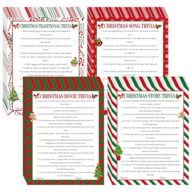 Imagem de Whaline 80Pcs Christmas Trivia Games Question and Answer Cards 4 Designs Xmas Candy Vacation Game Guessing Activity Party Game Paper Cards for Party Supplies