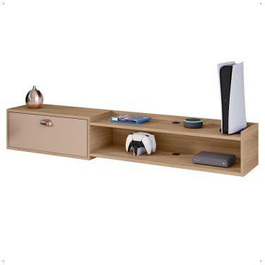 Imagem de Rack Bancada Parede Home Supremo TV 55 Polegadas Nicho Porta Puxador Concha Sala Quarto Moderno - Lojas RPM