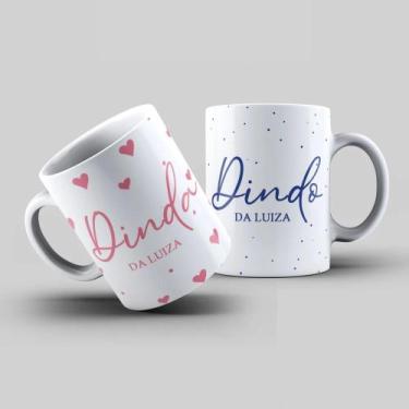 Imagem de Caneca Dinda e Dindo Personalizada Com Nome Para Presente Convite Madr