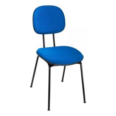 Imagem de Cadeira Secretaria Fixa Pé Palito Estofada Tecido J. Serrano Azul - Lu