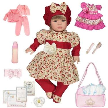 Imagem de Bebê Reborn De Luxo Loira Vermelho Cegonha Dolls 23 Itens - Cegonha Re