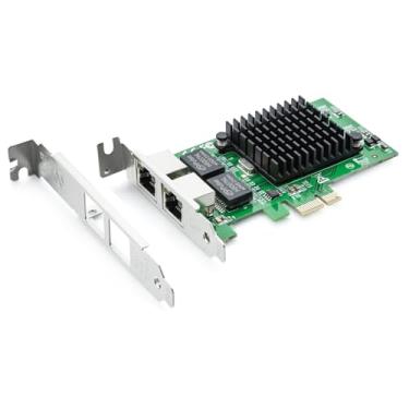 Imagem de Placa de rede Gigabit Dual com chip Intel 82576, placa de rede de 1 GB comparada com Intel E1G42ET NIC, 2 portas RJ45, PCI Express 2.1 X1, placa Ethernet com perfil baixo para Windows/Windows Server