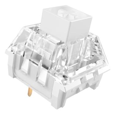 Imagem de Mciepny Kailh Box Interruptor de teclado branco clicky, interruptores de 3 pinos 45gf pré-lubrificados à prova de poeira RGB SMD para teclado mecânico de jogos (branco, 108 peças)