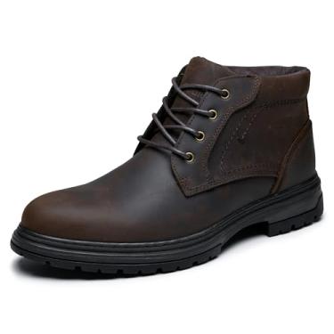 Imagem de Chukka Botas masculinas casuais botas de motocicleta combate até o tornozelo botas pretas, Darkcoffee, 45