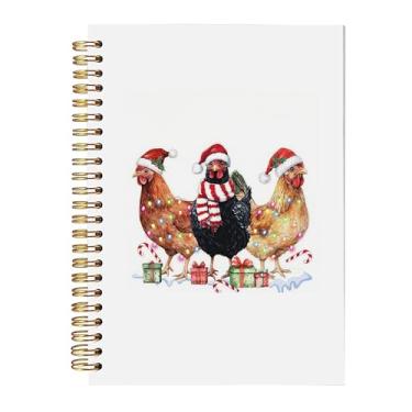 Imagem de BitKan Cadernos espirais de galinhas de Natal - Diário fofo com frango na capa, Life is Better com presentes de frango para crianças/mulheres/adolescentes, caderno de animais de Natal 14 x 21 cm