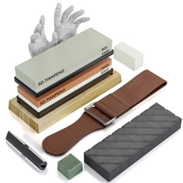 Imagem de Knife Sharpening Stone - Dual Grit Whetstone 400/1000 3000/8000, Knife Sharpening Stone Set, Tpstone Knife Sharpener Tool,Easy to UseF