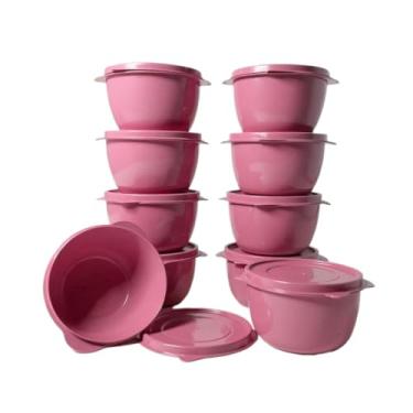 Imagem de Kit 10 Potes Redondo com Tampa | Marmita Fitness | Freezer e Micro-ondas | BPA Free (ROSA)