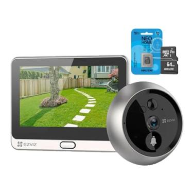 Imagem de Campainha Inteligente DP2C com Olho Mágico Wi-Fi, Visor Interno FULL HD e Cartão 64GB – Detecção de Movimento e Visão Noturna