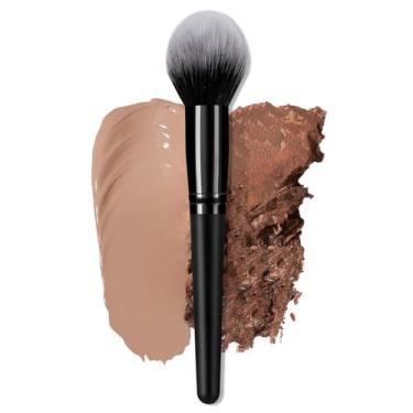 Imagem de Pincel de pó único - cabeça arredondada grande, cerdas sintéticas densas e macias para aplicação uniforme em pó, ideal para maquiagem e mistura - Pincel profissional com acabamento impecável