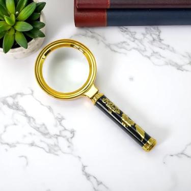 Imagem de Generic 1 lupa de mão com design de dragão lente de vidro ABS com ampliação de 10 x tom dourado 6 cm