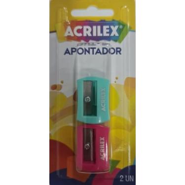 Imagem de Apontador Escolar Blister com 2 Unidades Modelo 22409 - Acrilex, Rosa 